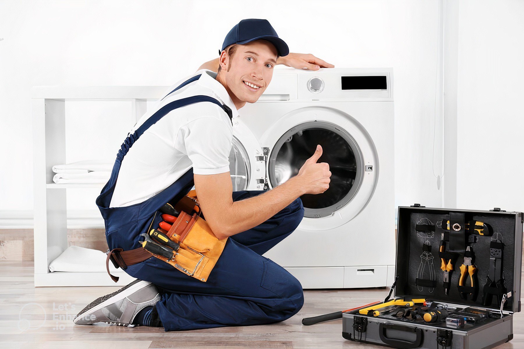 Appliance repair technician working